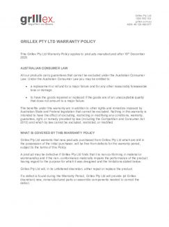Grillex Warranty Policy